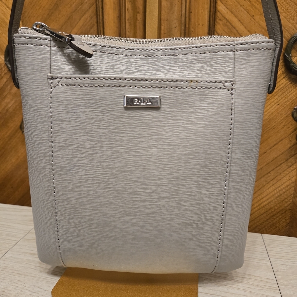 Lauren Ralph Lauren Light Gray Leather Crossbody Bag